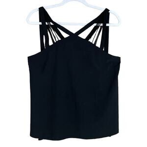 New Fabletics Liza Strappy Tank Top Solid Black Size Medium
